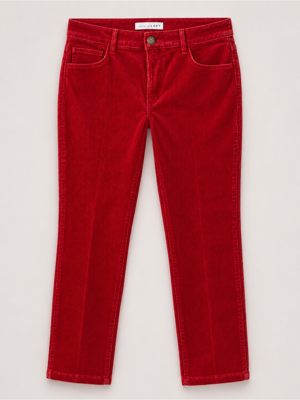 LOFT Red Corduroy Pants Size 4 / 27 Straight Ankle Fall Holiday